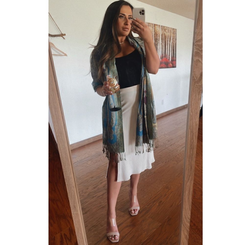 Green  print scarf